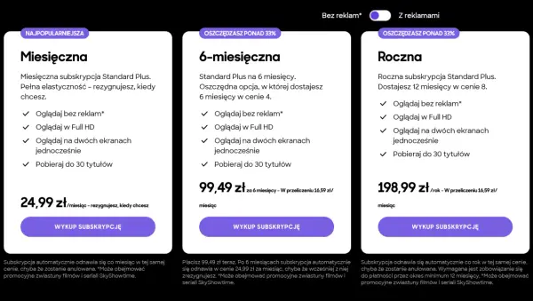 SkyShowtime cena i pakiety - Który plan wybrać, by nie przepłacić?